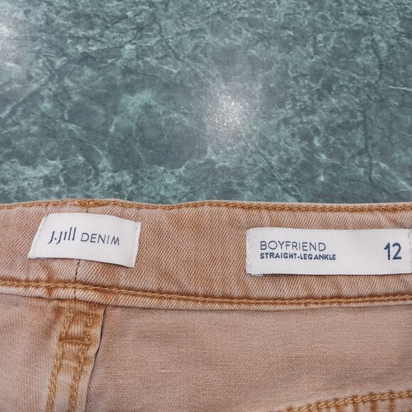 J. Jill Denim Boyfriend Straight Leg Ankle Sz 12 Waist 34” Inseam 29” Mid Rise - Picture 7 of 11